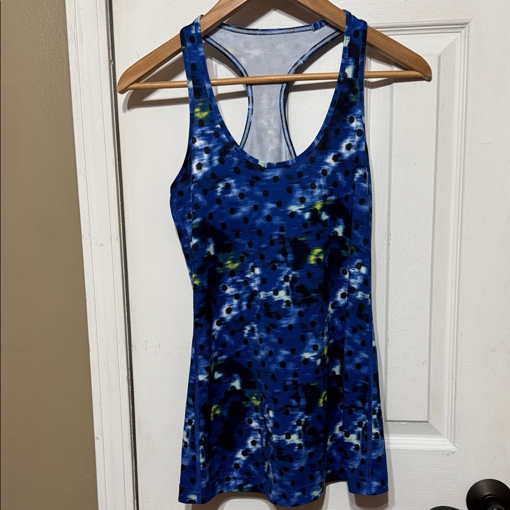 Lululemon Athletica Blue and Green Patterned Tank Top